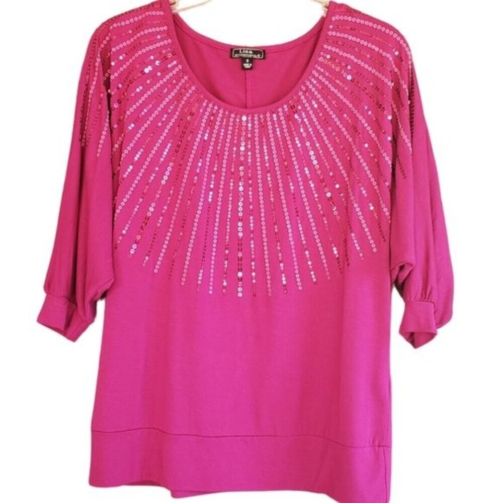 Lisa Perfect Holiday Sequined Blouse Sz Small